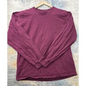 Graphite Sport Men's Large Burgundy Long Sleeve T-Shirt Crew Neck Cotton Tee